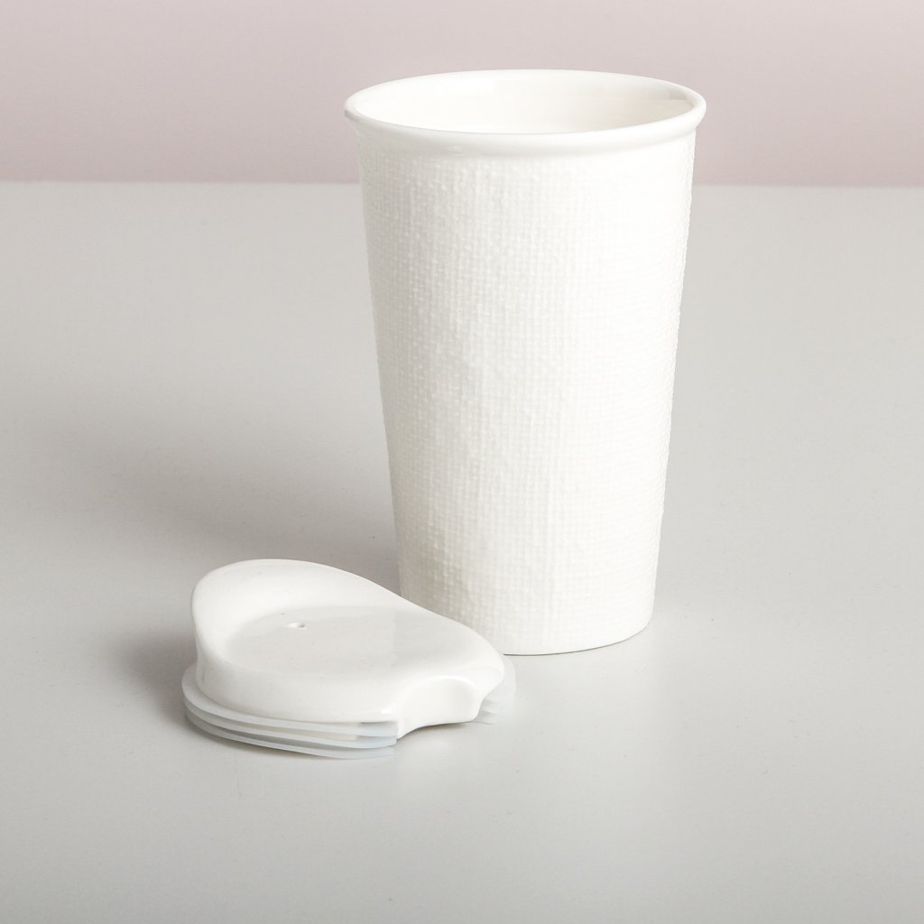 INDIGO LOVE | It's A Keeper Ceramic Cup - White Linen Tall | Shut the Front Door