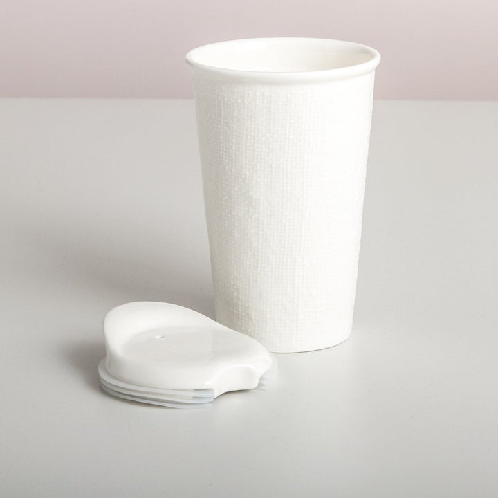 INDIGO LOVE | It's A Keeper Ceramic Cup - White Linen Tall | Shut the Front Door