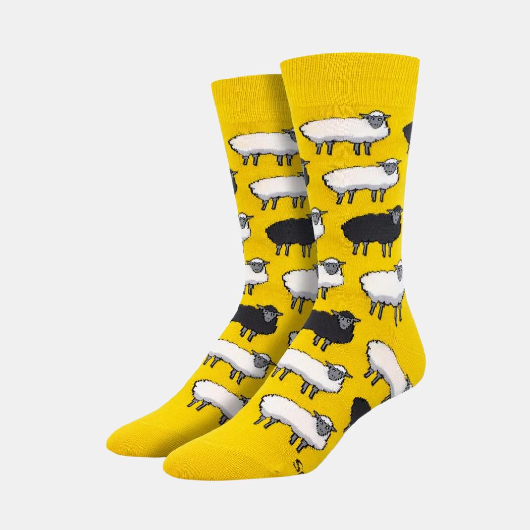 Socksmith | Men's Black Sheep Socks - Yellow | Shut the Front Door