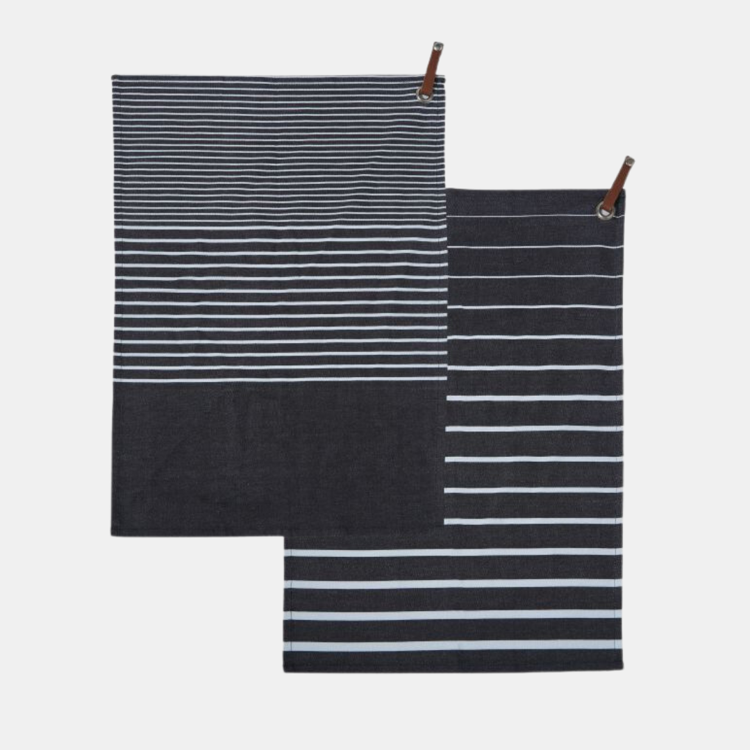 Academy Home | Denim Tea Towel Set 2 - Black | Shut the Front Door