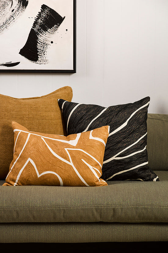 Mulberi | Jemila Cushion 50x50cm - Black/Ivory | Shut the Front Door