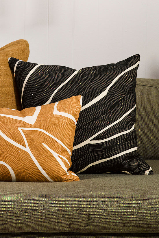 Mulberi | Jemila Cushion 50x50cm - Black/Ivory | Shut the Front Door