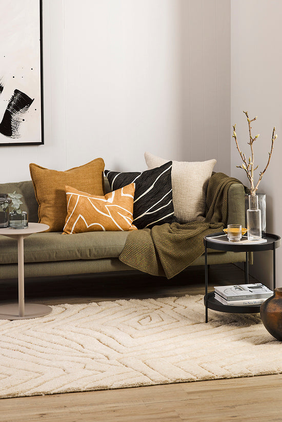 Mulberi | Jemila Cushion 50x50cm - Black/Ivory | Shut the Front Door