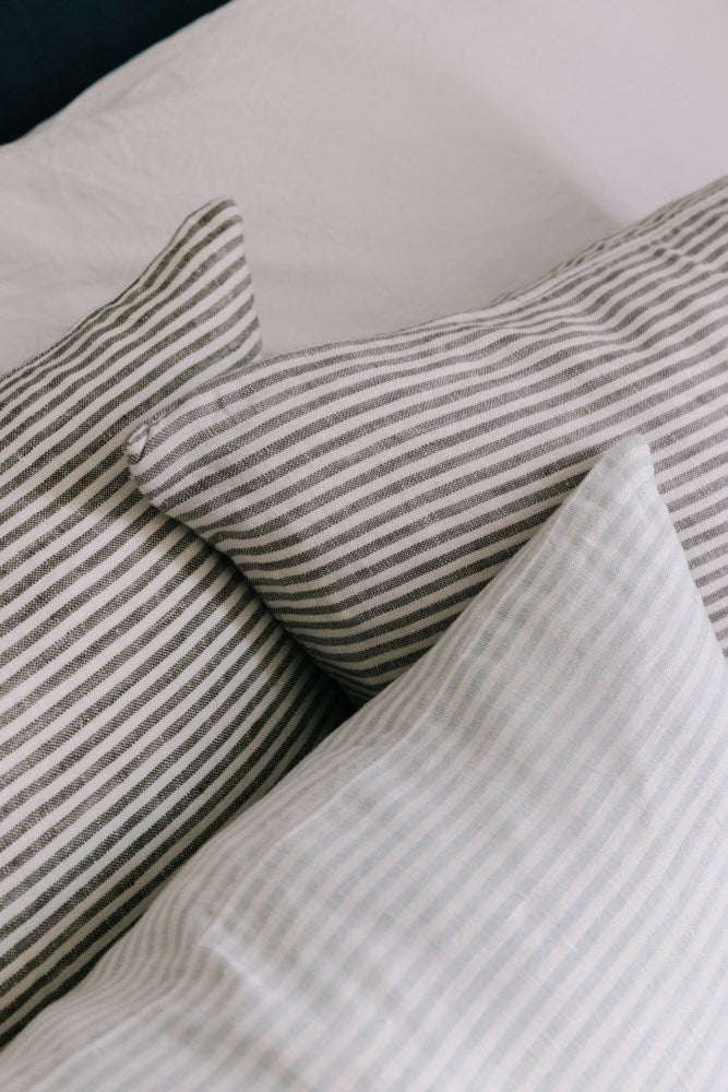 Raine & Humble | Linen Stripe Cushion 50x40cm - Storm | Shut the Front Door