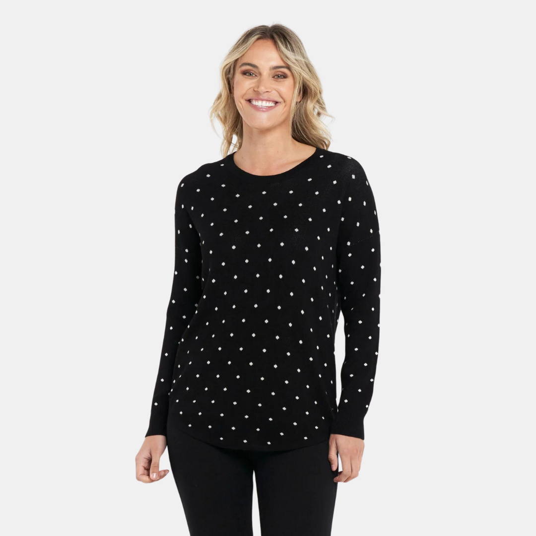 Betty Basics | Sophie Knit Jumper - Black Polka Dot | Shut the Front Door