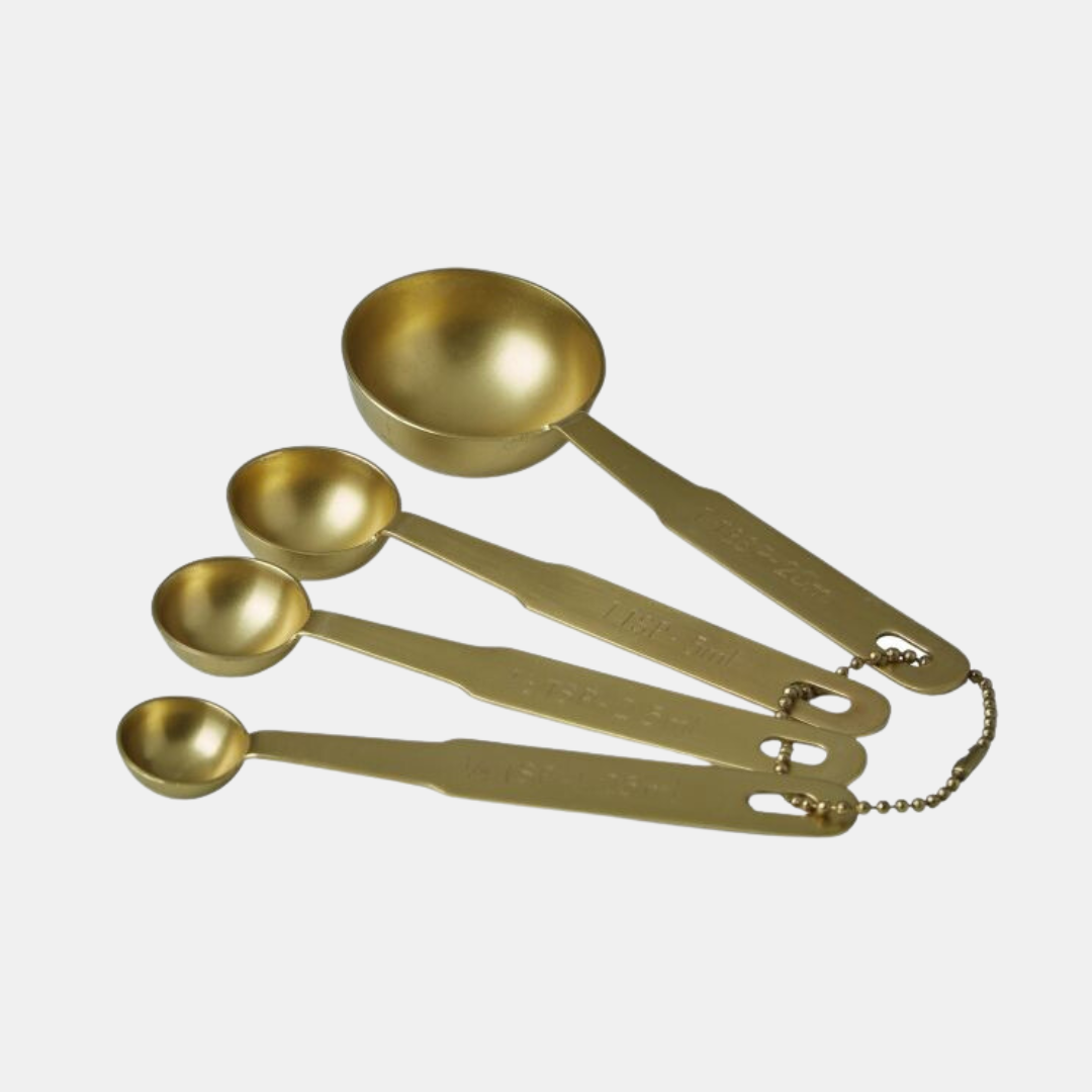 Davis & Waddell | Brass Measuring Spoons - Gold - Set of 4 | Shut the Front Door