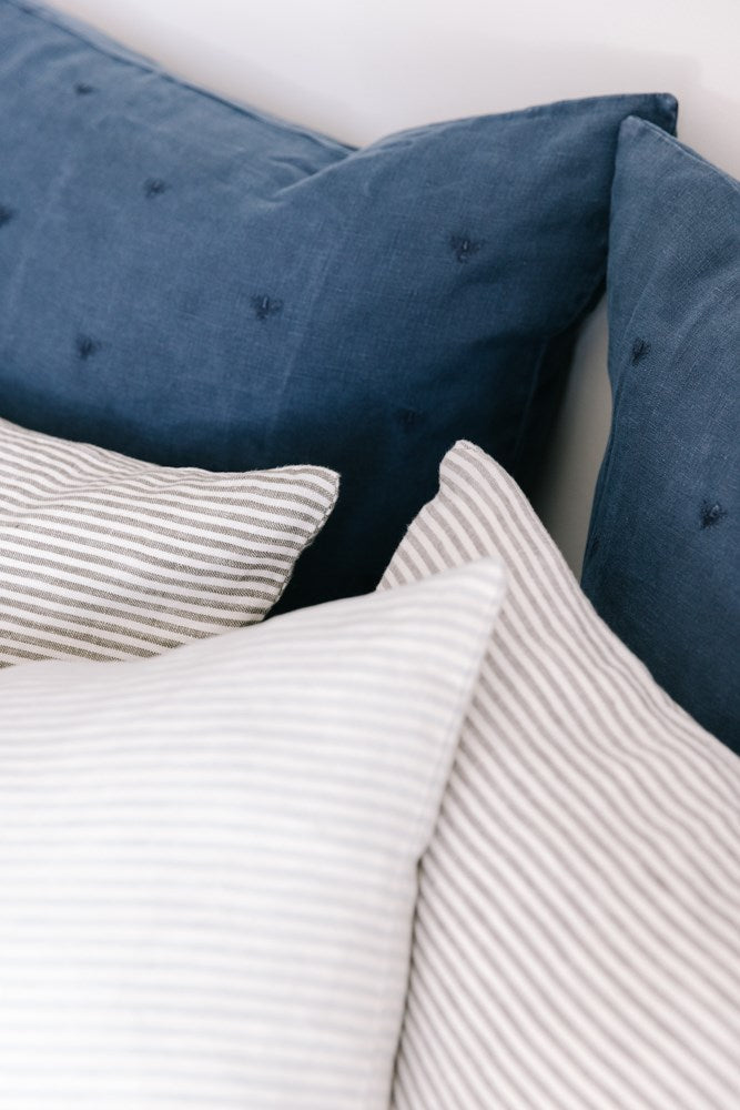 Raine & Humble | Mason Bee Linen Cushion 60cm - Navy | Shut the Front Door