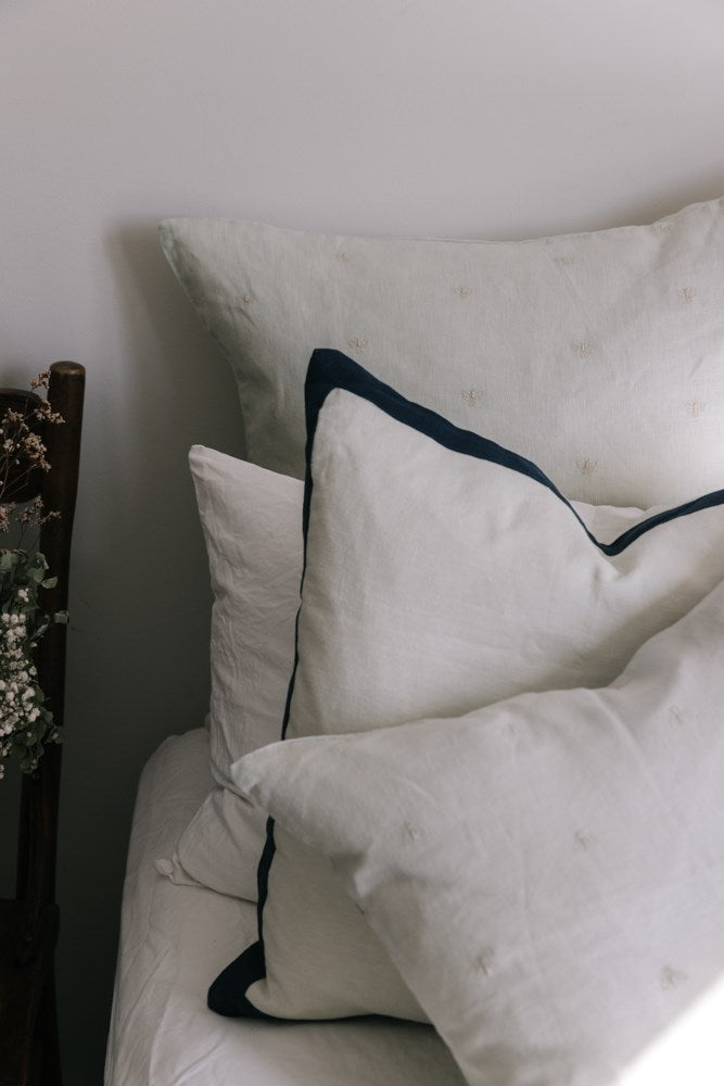 Raine & Humble | Mason Bee Linen Cushion 60cm - Sky Grey | Shut the Front Door