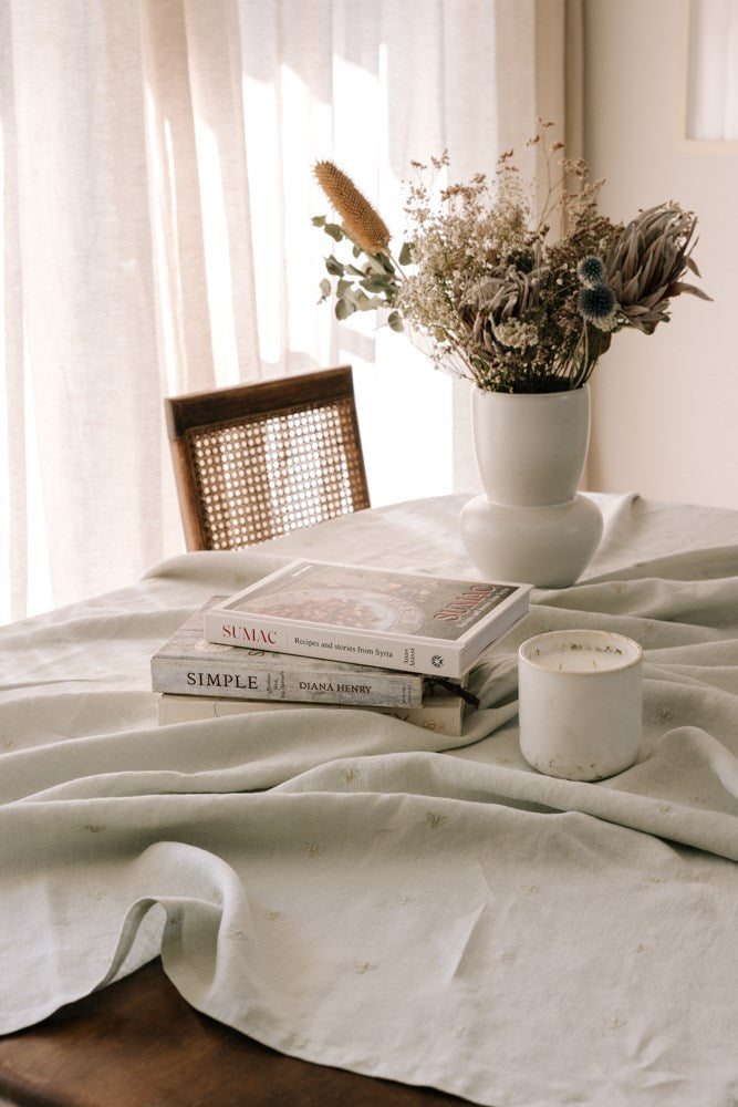 Raine & Humble | Mason Bee Linen Tablecloth - Sky Grey | Shut the Front Door