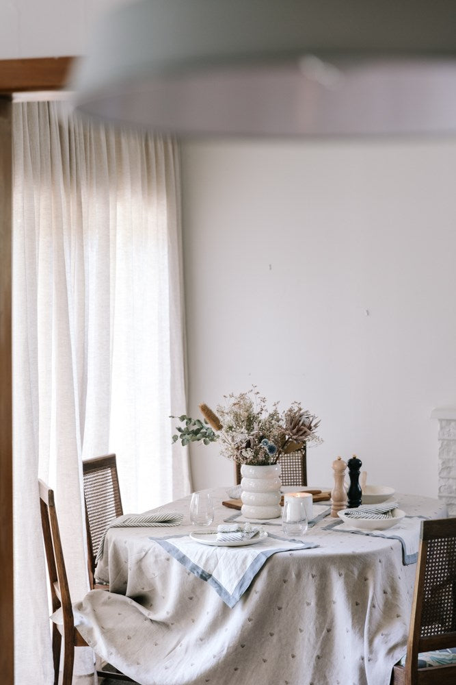 Raine & Humble | Mason Bee Linen Tablecloth - Stone | Shut the Front Door