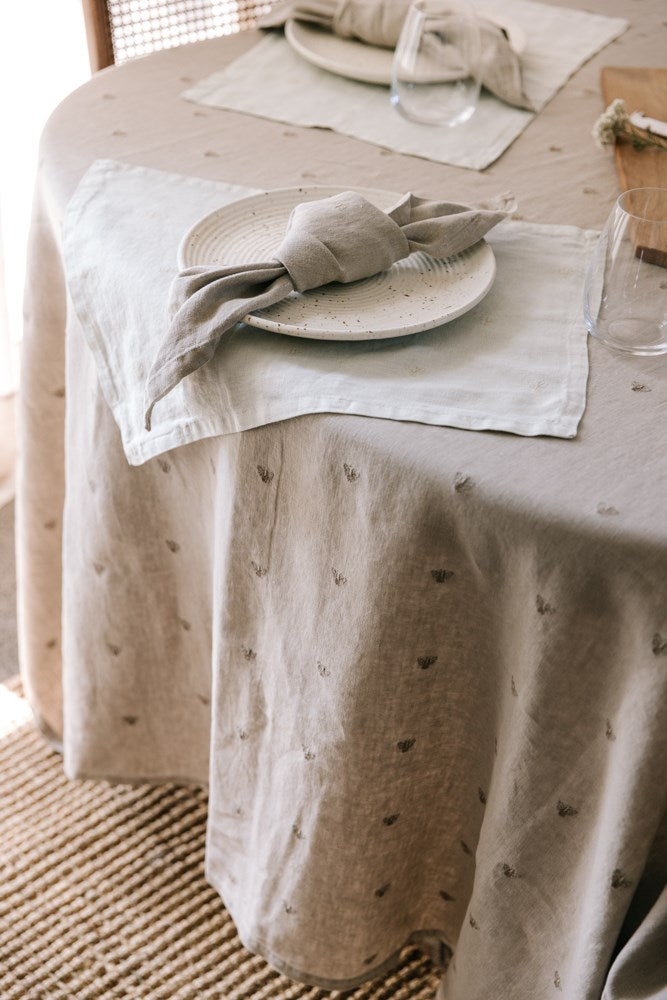 Raine & Humble | Mason Bee Linen Tablecloth - Stone | Shut the Front Door