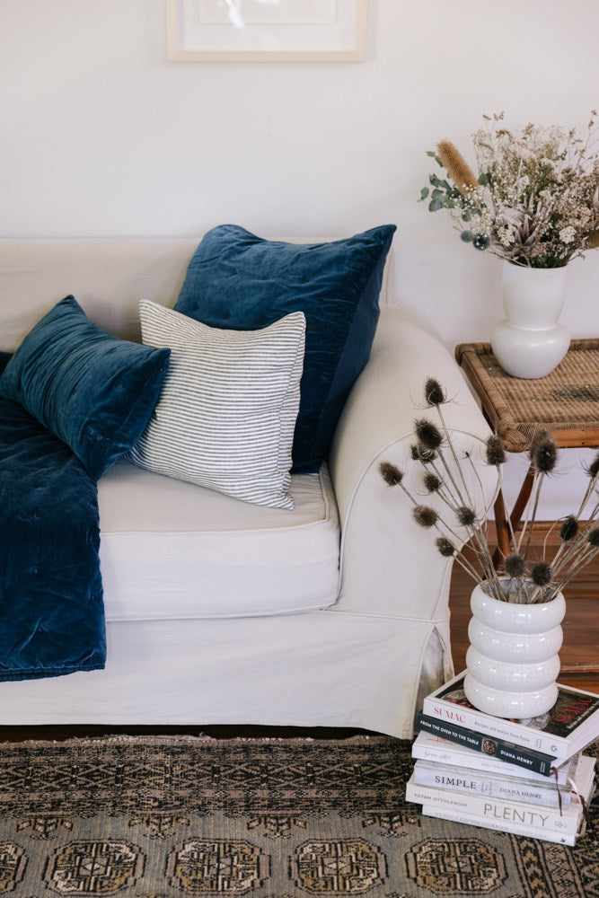 Raine & Humble | Mason Bee Velvet Cushion 60cm - Navy | Shut the Front Door