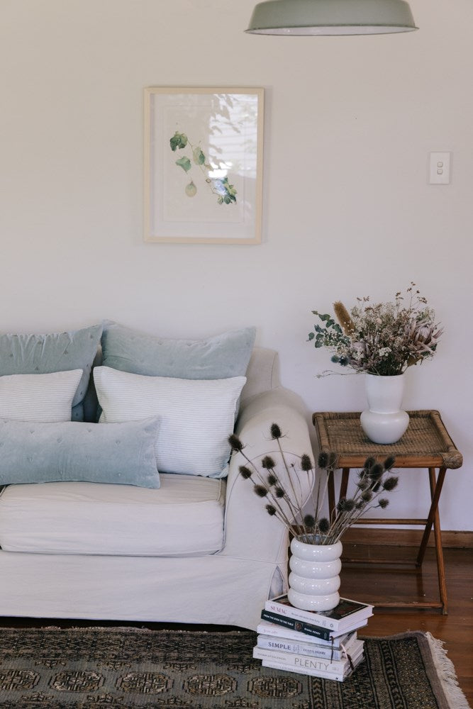 Raine & Humble | Mason Bee Velvet Cushion 60cm - Sky Grey | Shut the Front Door