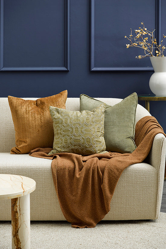 Mulberi | Miguel Cushion 50x50cm - Treacle | Shut the Front Door