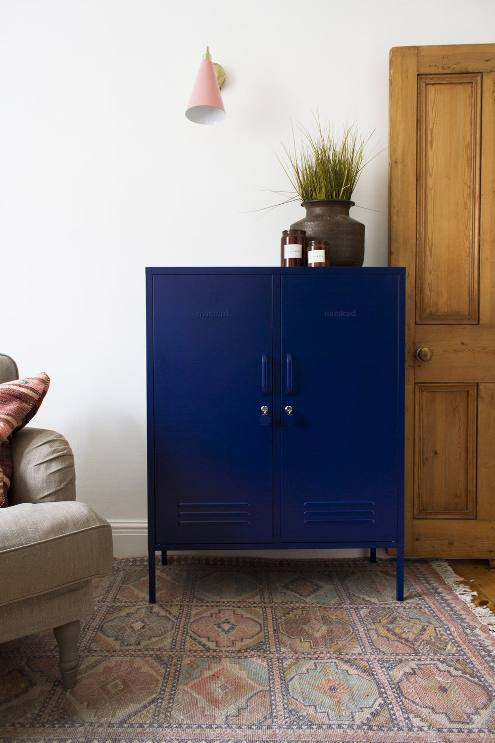 Mustard | Midi Locker - Navy | Shut the Front Door