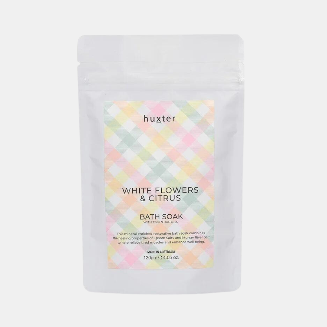 Huxter | Bath Soak Pastel Checks - White Flowers & Citrus | Shut the Front Door