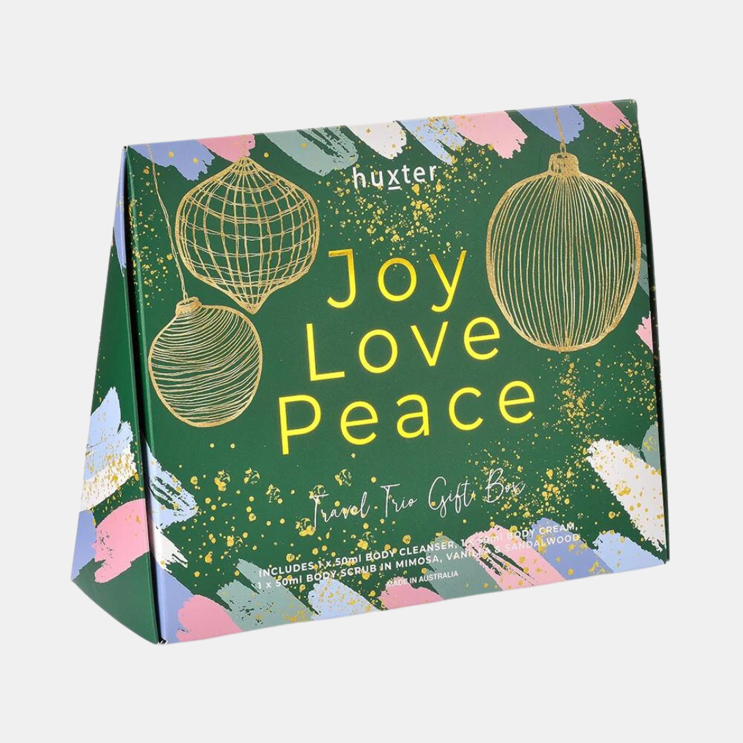 Huxter | Travel Trio - Joy Love Peace - Green Xmas Baubles | Shut the Front Door