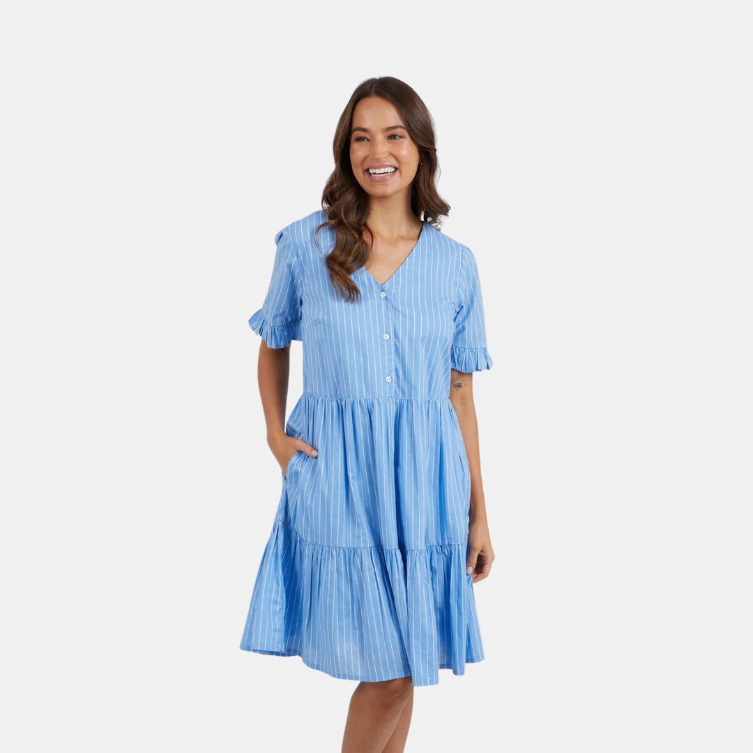 Elm Knitwear | Hailey Stripe Dress - Azure | Shut the Front Door