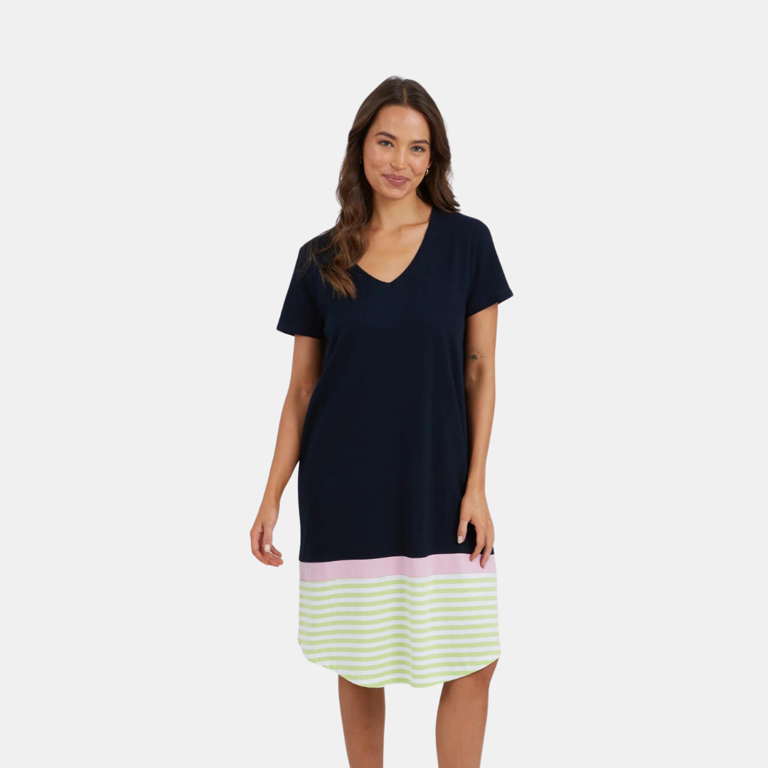 Elm Knitwear | Draw the Line Tee Dress - Key Lime | Shut the Front Door