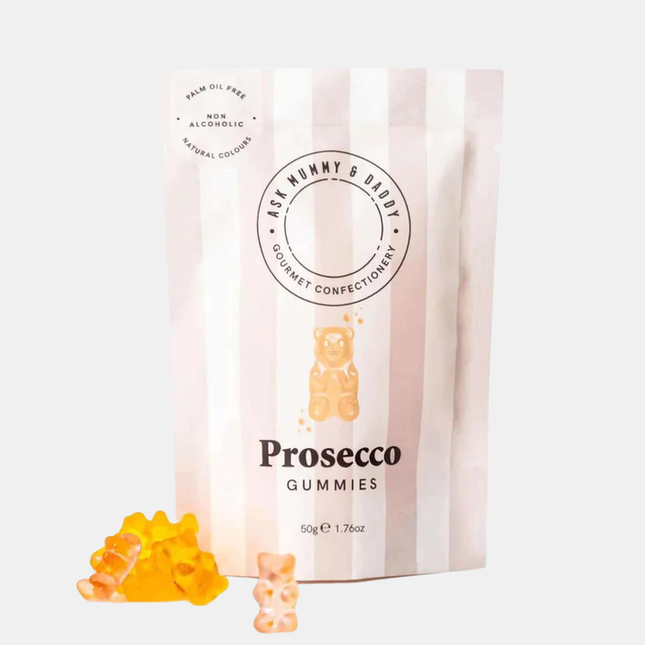 Ask Mummy & Daddy | Prosecco Gummies Bears 50g | Shut the Front Door