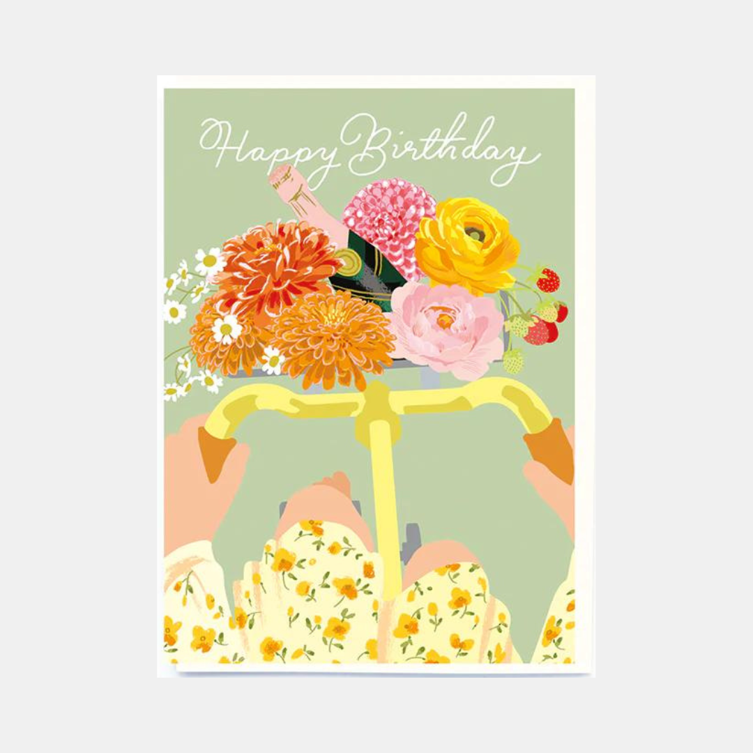Oxted | Birthday Card Bicycle and Flowers | Shut the Front Door