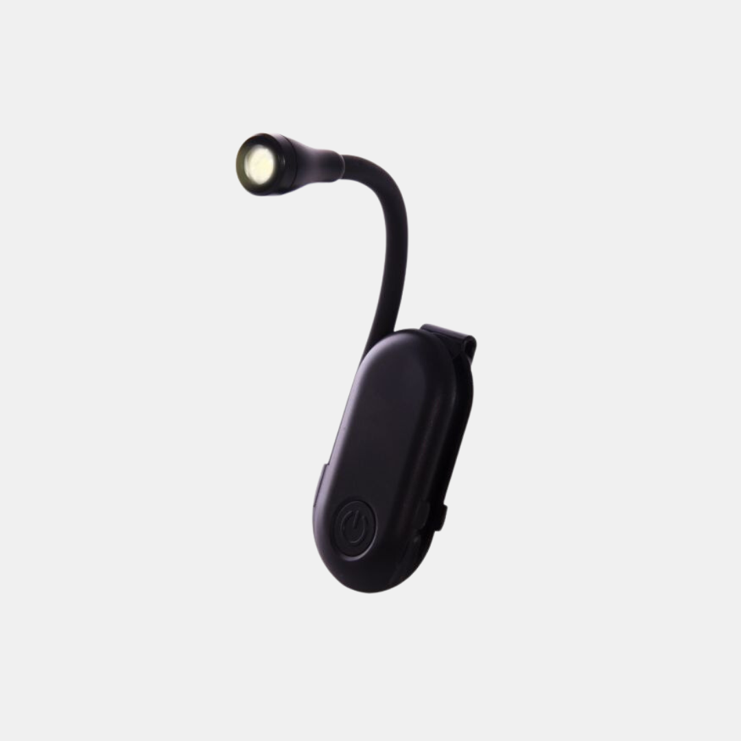 IS Gifts | Rechargeable Clip On Book Light - Black | Shut the Front Door