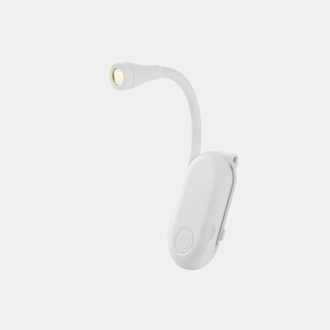 IS Gifts | Rechargeable Clip On Book Light - White | Shut the Front Door