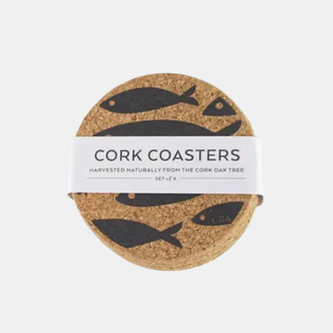 Liga | Cork Coasters Grey Fish - Set 4 | Shut the Front Door