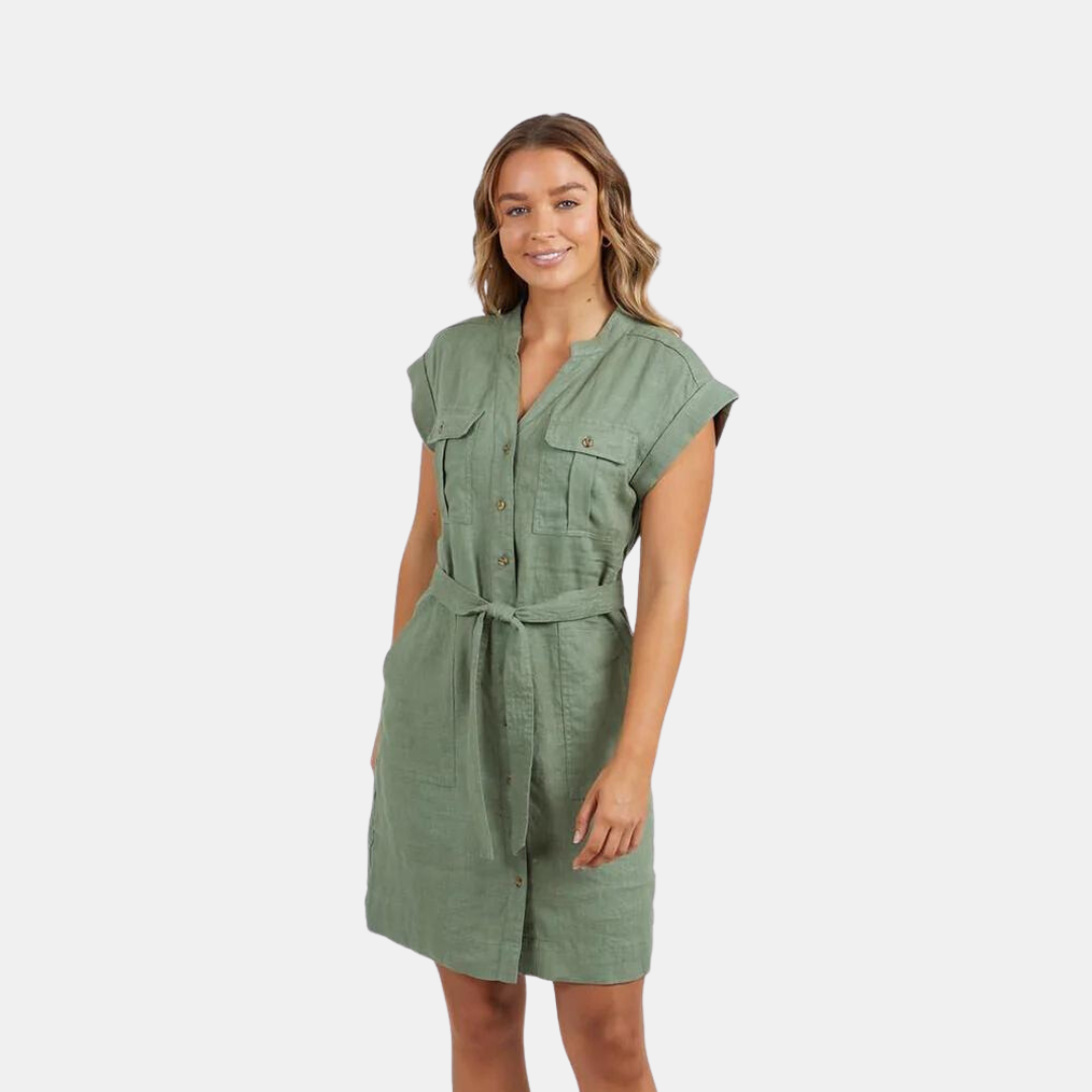 Foxwood | Harlow Dress - Khaki | Shut the Front Door