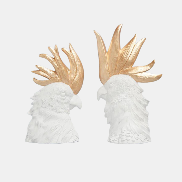 White Moose | Crested Cockatoo Set  of 2 - White/Gold | Shut the Front Door