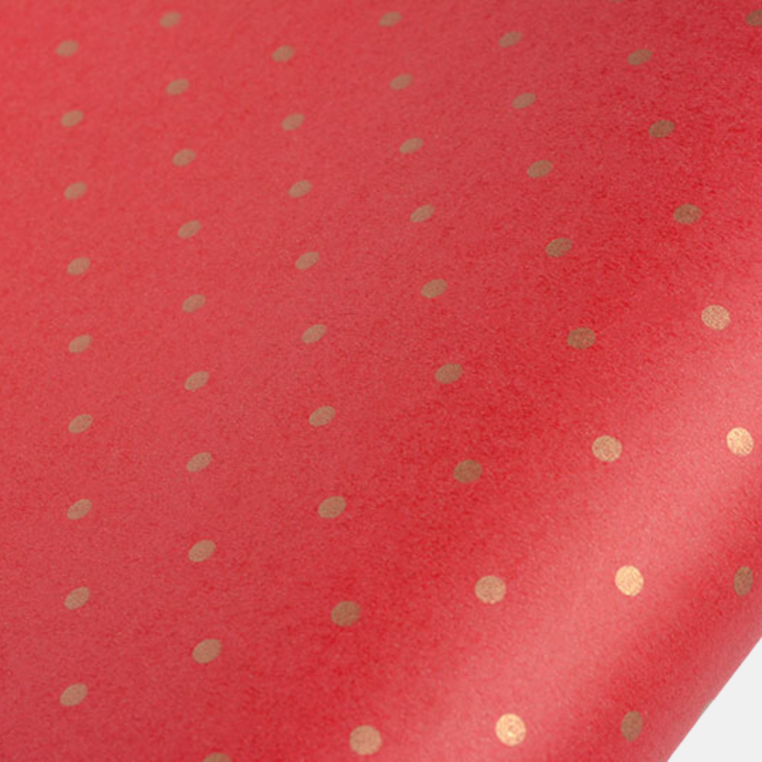 hiPP | Rollwrap Mini Dots on Kraft Red/Gold | Shut the Front Door