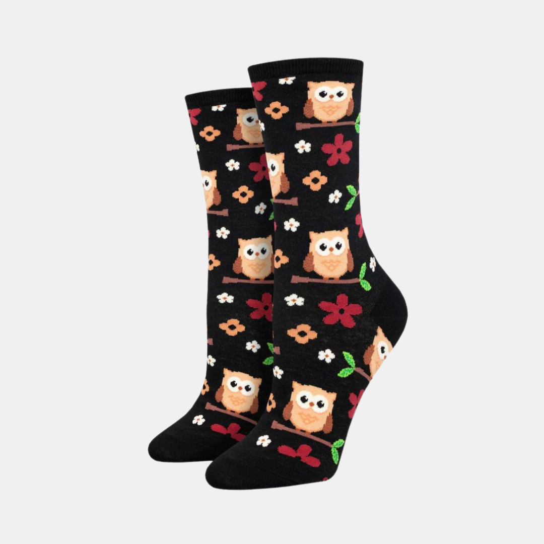 Socksmith | Women's Socks Night Owl - Black | Shut the Front Door