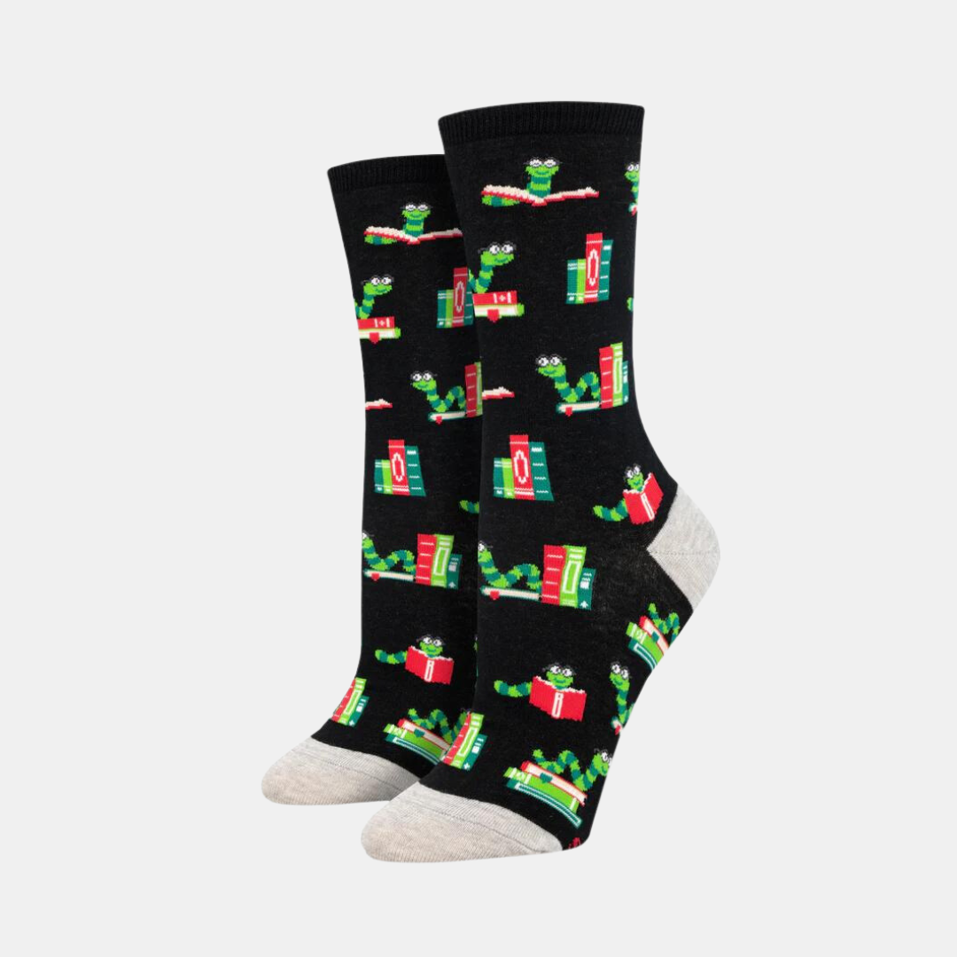 Socksmith | Women's Socks Bookworm - Black | Shut the Front Door