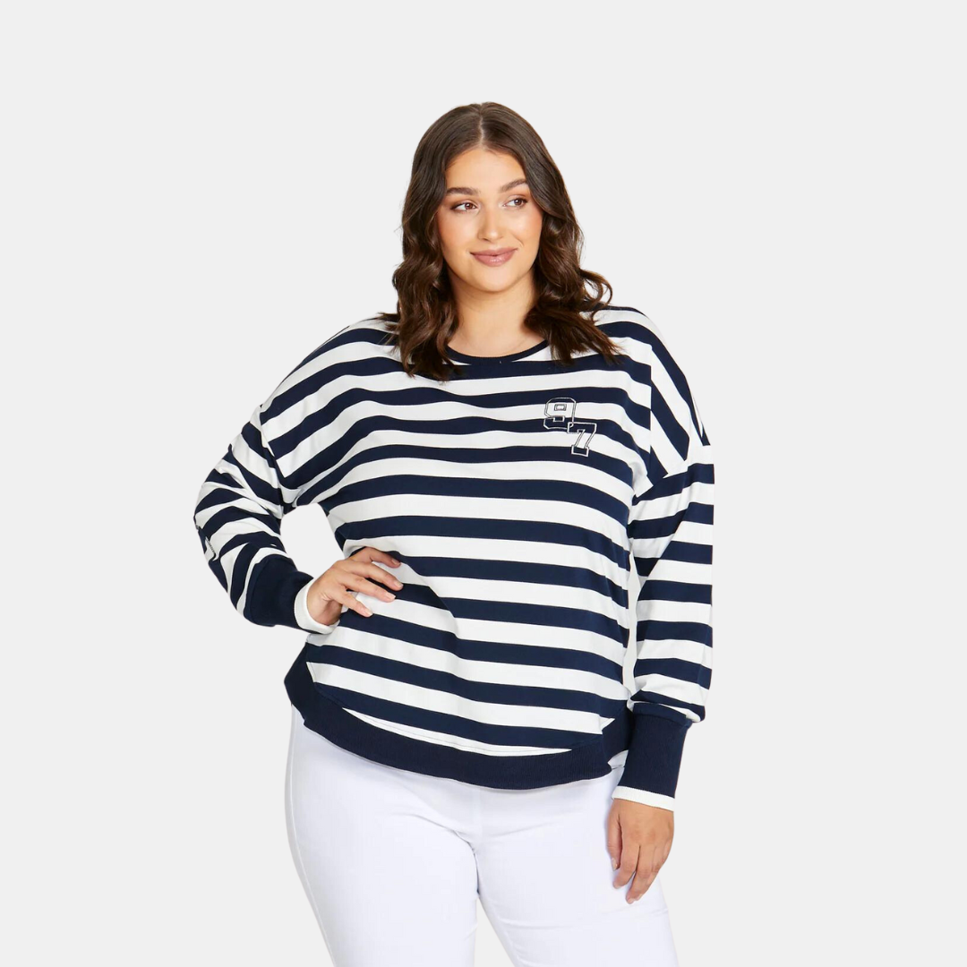 Betty Basics | Lucy French Terry Sweat - Nautical Stripe | Shut the Front Door