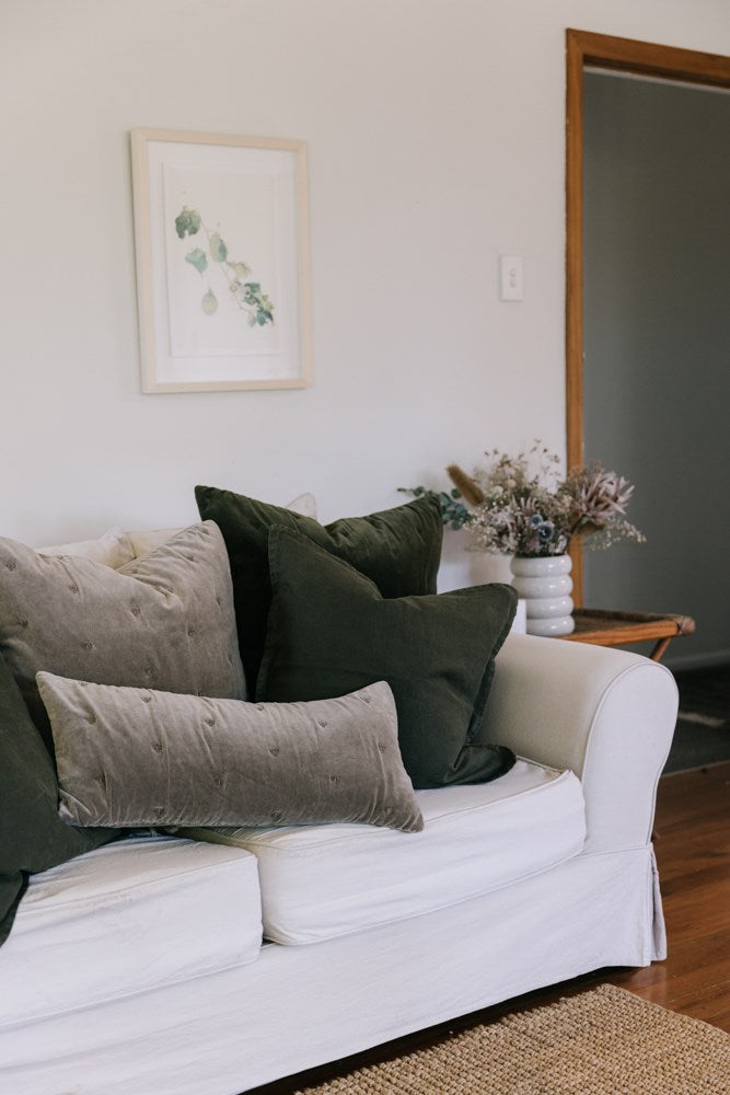 Raine & Humble | Classic Linen Cushion 60cm - Olive | Shut the Front Door