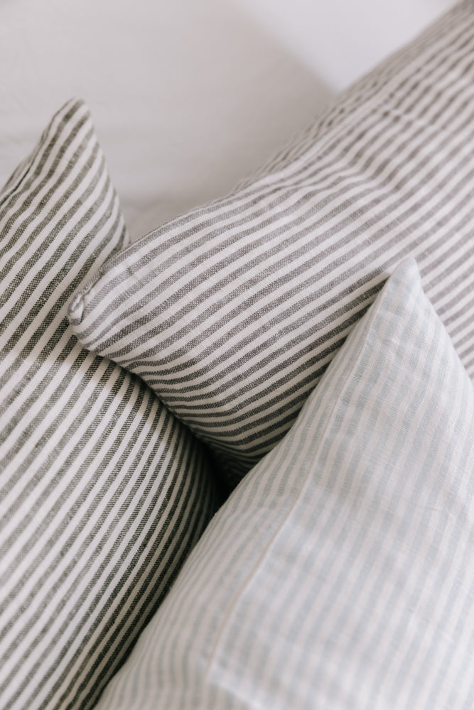 Raine & Humble | Linen Stripe Cushion 60cm - Storm | Shut the Front Door