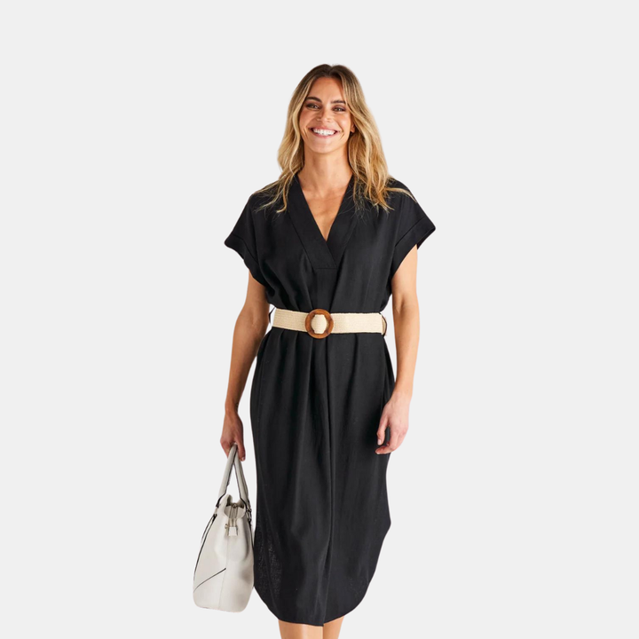 Betty Basics | Roma Linen Dress - Black | Shut the Front Door