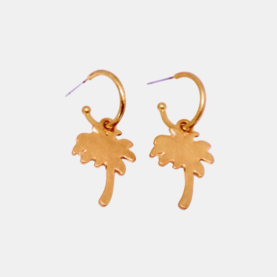 Holiday Accessories | Palm Tree Earrings - Gold | Shut the Front Door