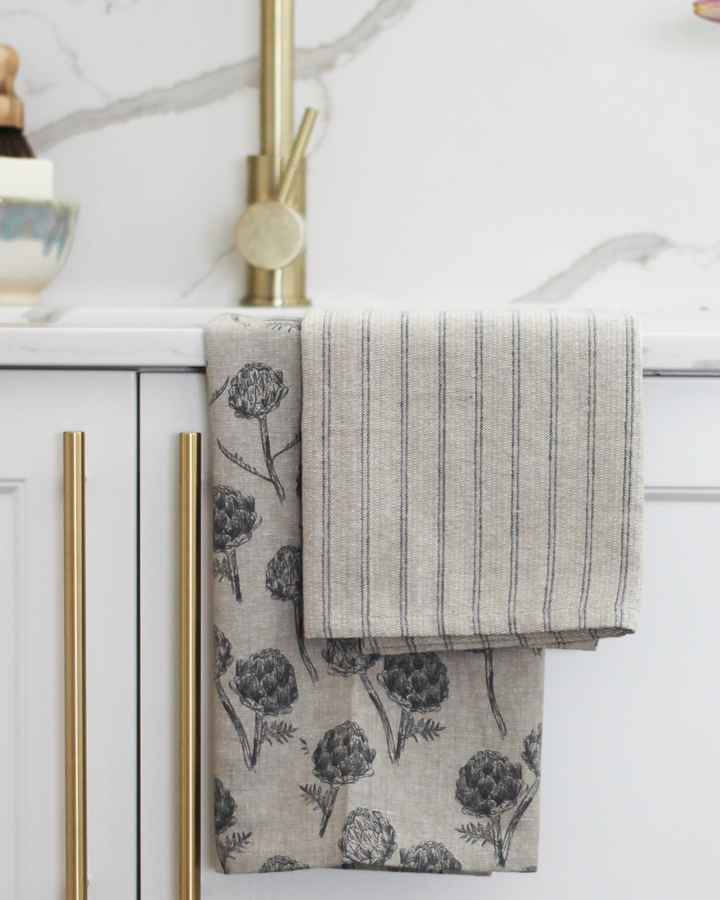 Raine & Humble | Artichoke Tea Towel - Striped - Charcoal | Shut the Front Door
