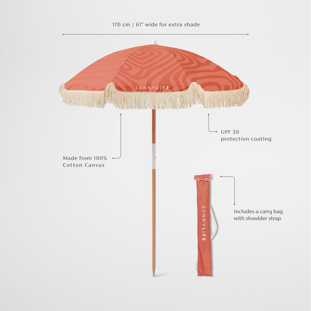 Sunnylife | Luxe Beach Umbrella - Surf Terracotta | Shut the Front Door