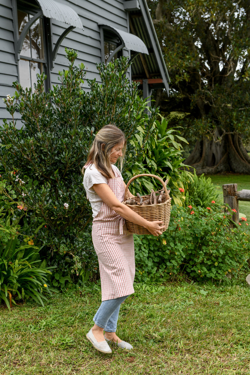 Raine & Humble | Gingham Apron - Fig | Shut the Front Door