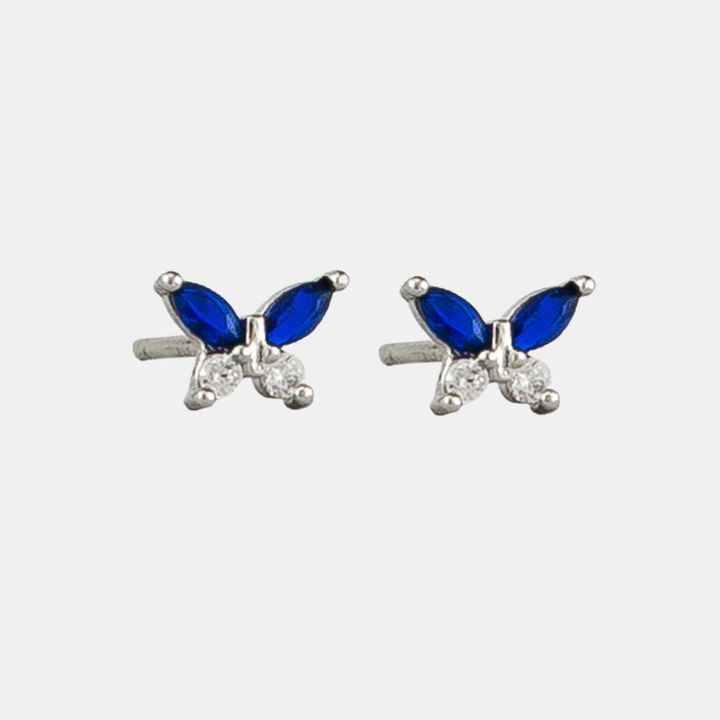 Tiger Tree | Tiny Crystal Butterfly Studs - Silver | Shut the Front Door