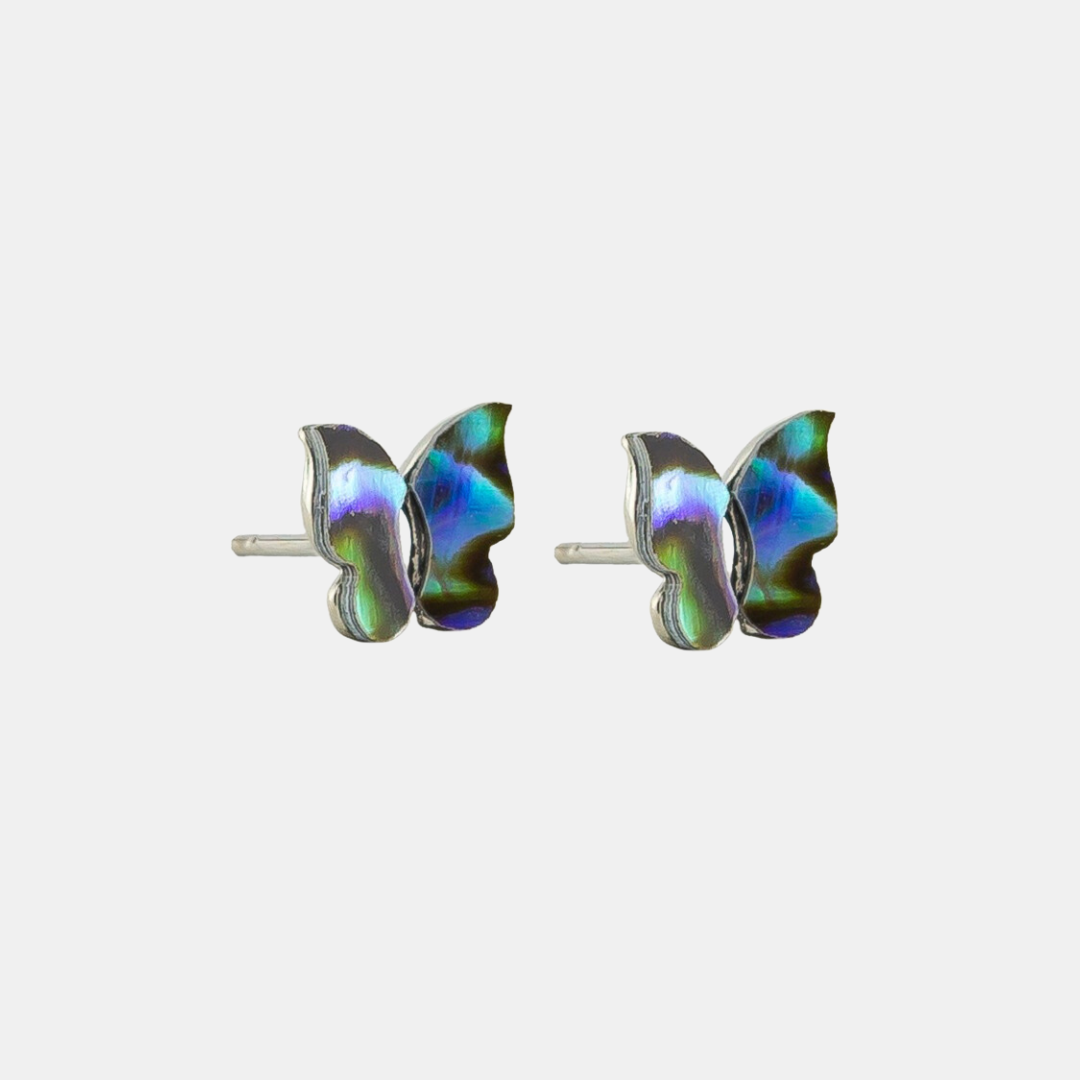 Tiger Tree | Abalone Butterfly Studs Silver | Shut the Front Door