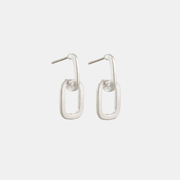 Tiger Tree | Earring Double Rectangle - Silver | Shut the Front Door