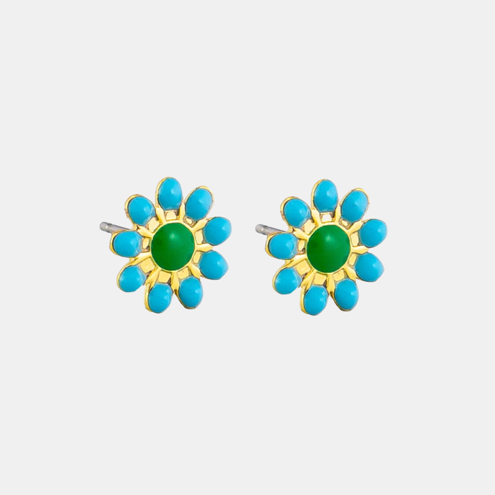 Tiger Tree | Enamel Daisy Dot Studs - Blue | Shut the Front Door