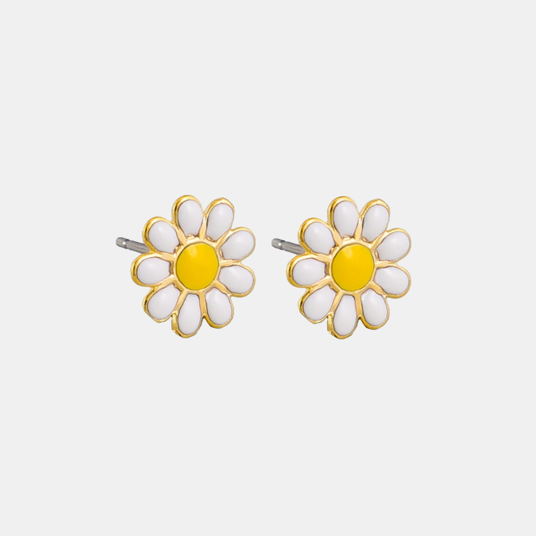 Tiger Tree | Enamel Daisy Dot Studs - White | Shut the Front Door