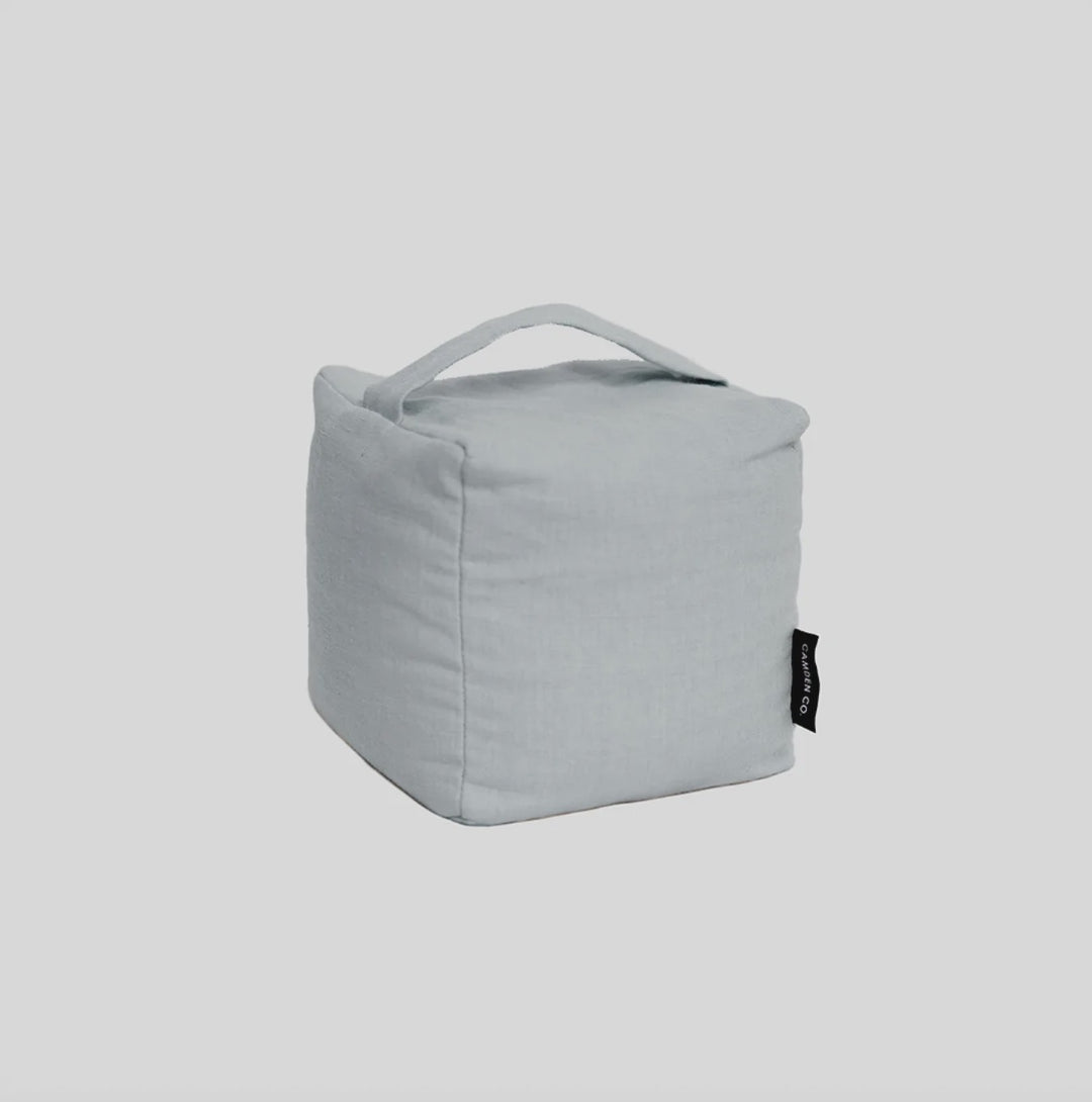 Camden Co | Door Stop Dove Grey Linen Cube | Shut the Front Door