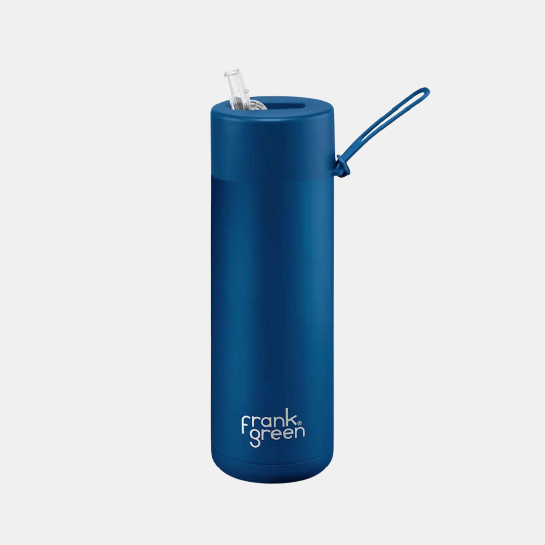 Frank Green | Ceramic Lined Reusable Bottle 20oz with Straw - Deep Ocean | Shut the Front Door