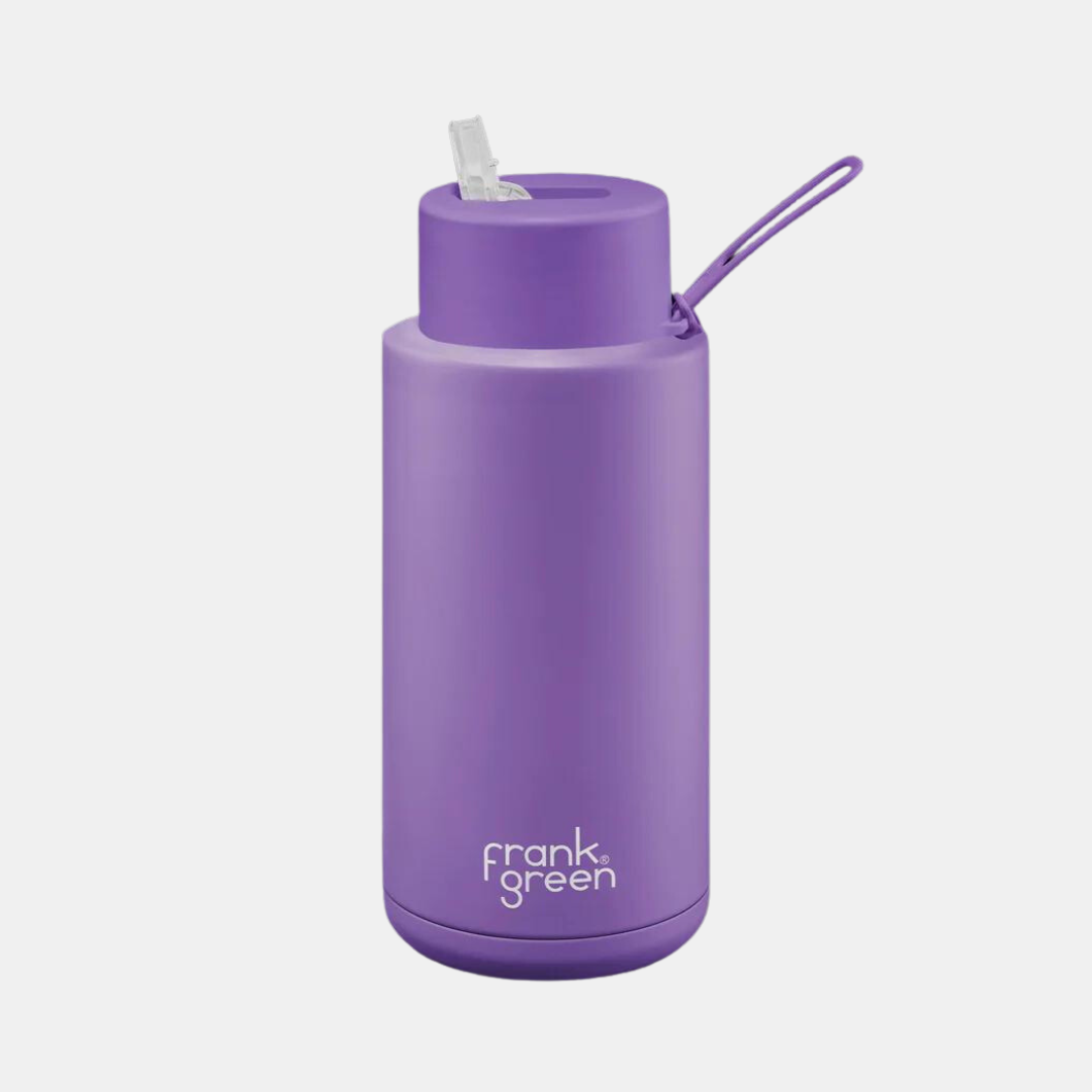 Frank Green | Ceramic Lined Reusable Bottle 34oz with Straw - Cosmic Purple | Shut the Front Door