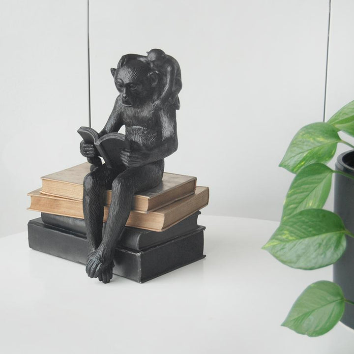 White Moose | Resin Shelf Monkey - Black | Shut the Front Door